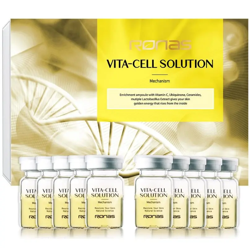 RONAS – VITA Cell Solution, Anti Aging Serum Ampoule for Face neck- 10 vials (.16oz each)