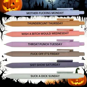 Funny Daily Quotes Grease Pencil Set, 7 Counts/set Daily Funny & Sarcastic Quotes Smooth Writing Pen, Unique Pens, Office Stationery & Supplies Funny Teacher Pens for new year gift