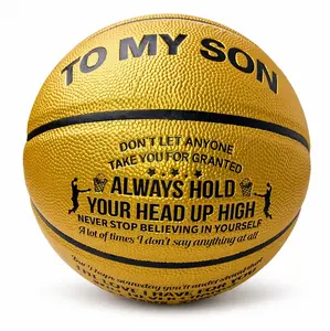 To My Son Inspirational Basketball, Official Size 7 - Golden Custom Basketball Gift for Son, Encouragement Keepsake Birthday & Graduation orange ball