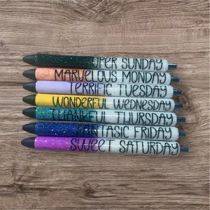 Workweek Glitter Pens - Set of 7 with Colorful Sparkle Tips for Daily Mood Tracking and Fun Writing