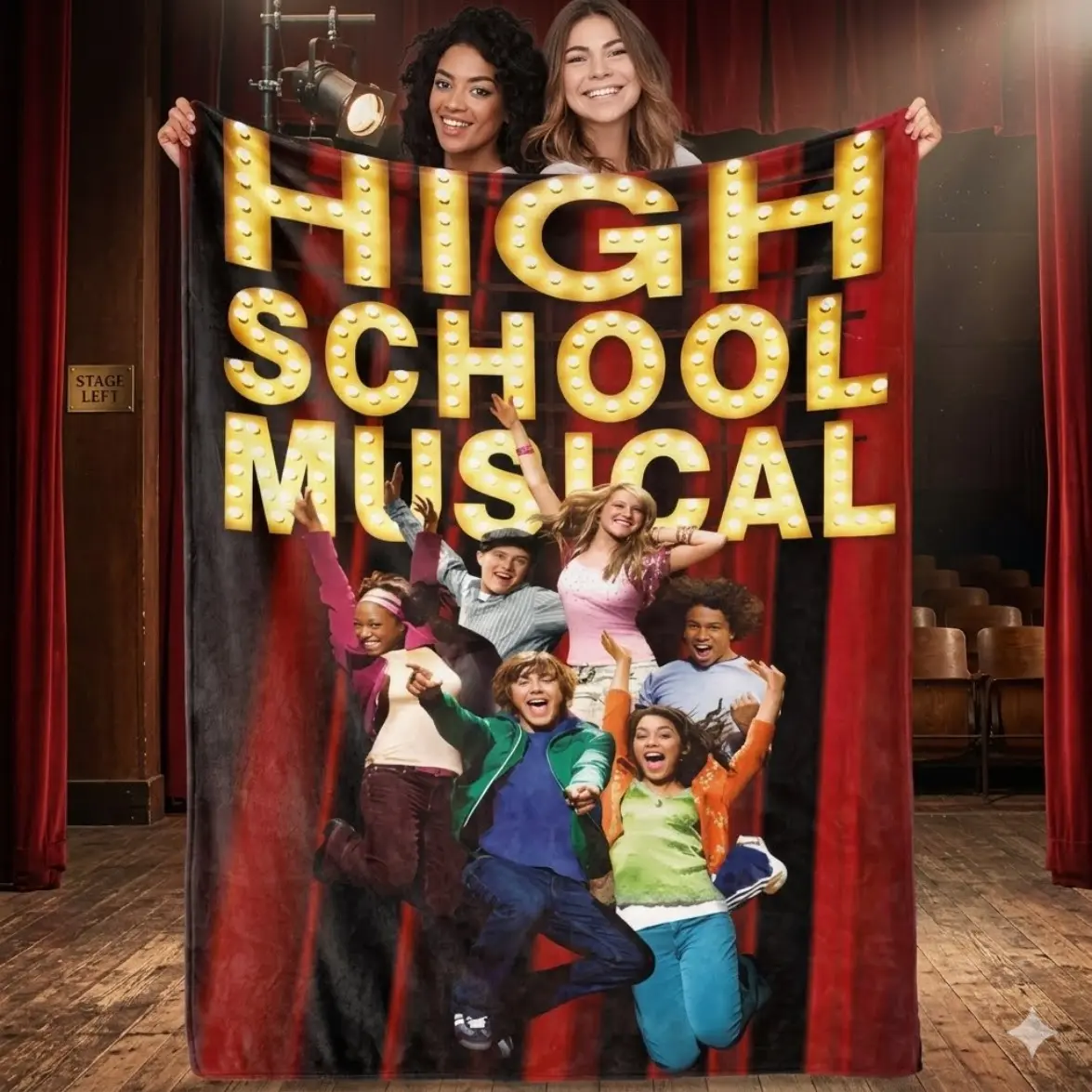 High School Musical Flannel Blanket - Cozy All-Season Throw with Vibrant "High School Musical" Print, Red & Black Design - Perfect for Fans, Beds, Sofas, Travel, and Camping - Unisex