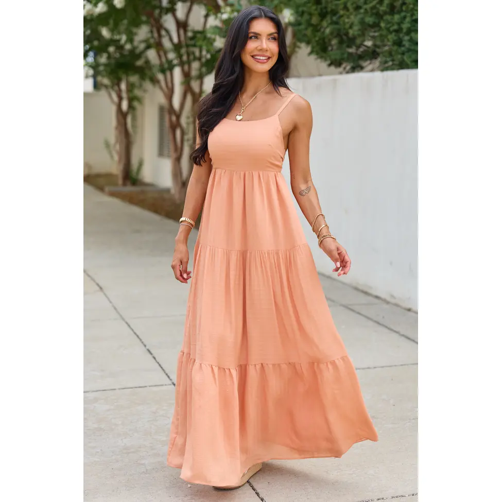 My Own Journey Orange Woven Maxi Dress