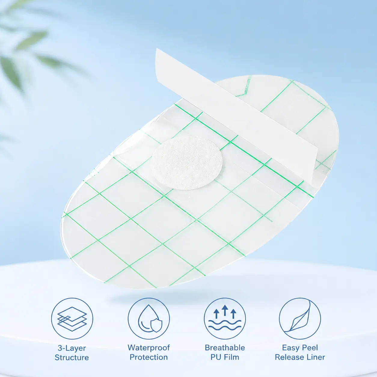 20-Piece Waterproof Ear Stickers - 3-Layer Breathable Transparent PU Film Patches, Soft Stretchable Easy-Peel Split Peel Adhesive, 3-Layer Structure for Swimming, Shower Bathing Water Blocking