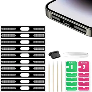 Stickers Protector for  Speaker, 10 count Mobile Phone Speaker Mesh Anti Dust Adhesive Cover, Phone Speaker Net  Adhesive Sticker (Black)