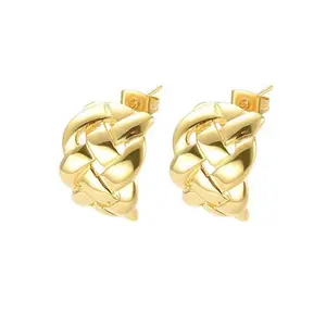 Stately Steel Open-Braided Hoop Earrings