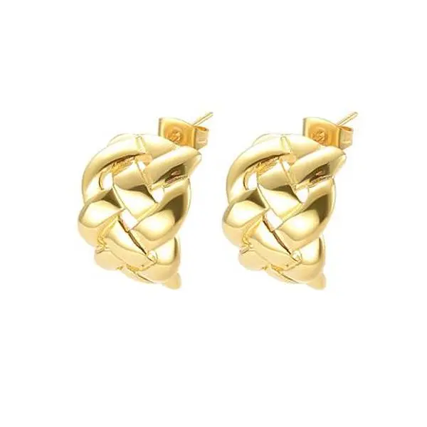 Stately Steel Open-Braided Hoop Earrings