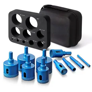 Diamond Core Drill Bits Kit, Serrated Tile Core Drill Bits Sets with EVA Guide Jig for Ceramic, Glass, Tile, Gypsum, Wood, Marble, Granite