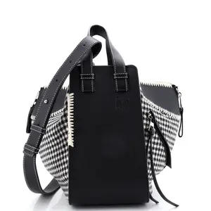 Pre-owned Loewe Leather, Textile Top Handle Bags Hammock Bag Leather and Tweed Small by Rebag