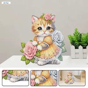 Acrylic Shaking Head German Shepherd Diamond Painting Tabletop Ornaments Kit Table Top Diamond Painting Ornament Kits for Home Office Decor