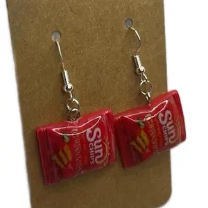 Garden Salsa Sun Chips Earrings - Red Color, Cute Design, Perfect for Casual Wear, Ideal for Gift