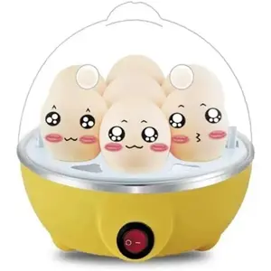 Egg Cooker, 110V Electric Hard Boiled Egg Cooker with Anti-Dry , Kitchen Egg Steaming Breakfast Machine, Household Rapid Egg Cooker with Automatic Power-Off for 6 Eggs,Yellow