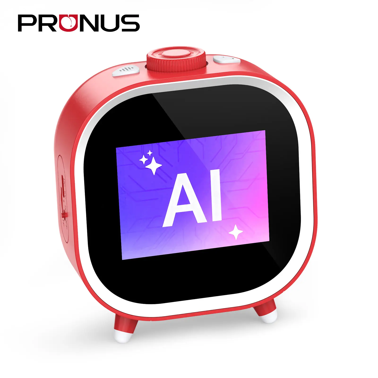 PRUNUS T05 AI Voice Assistant Alarm Clock for Kids, Red Alarm Clock with Daily Routines & Fights Procrastination with Visual Pomodoro Timer, Habit Coach for Boys Girls 3-18