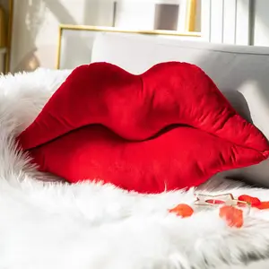 Lips Throw Pillows Smooth Soft  Insert Included, Lip Shaped Pillow for Bed Living Room,  Red, 24 X 12 inches