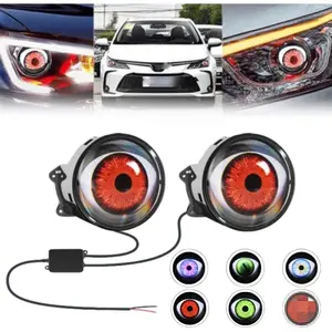 2Pcs Devil's Eye Light LED Dynamic Car Lens Eagle Eye Atmosphere Light Modification General Truck Motorcycle Headlight Modification Automotive Lamp