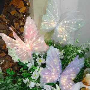 3 Pcs 19.7'' Butterfly LED Lights Bulk Pink Giant Christmas Tree Decoration Large Light up Decorative Lamps for Wedding Outdoor Photography Props Birthday Holiday Party Decor