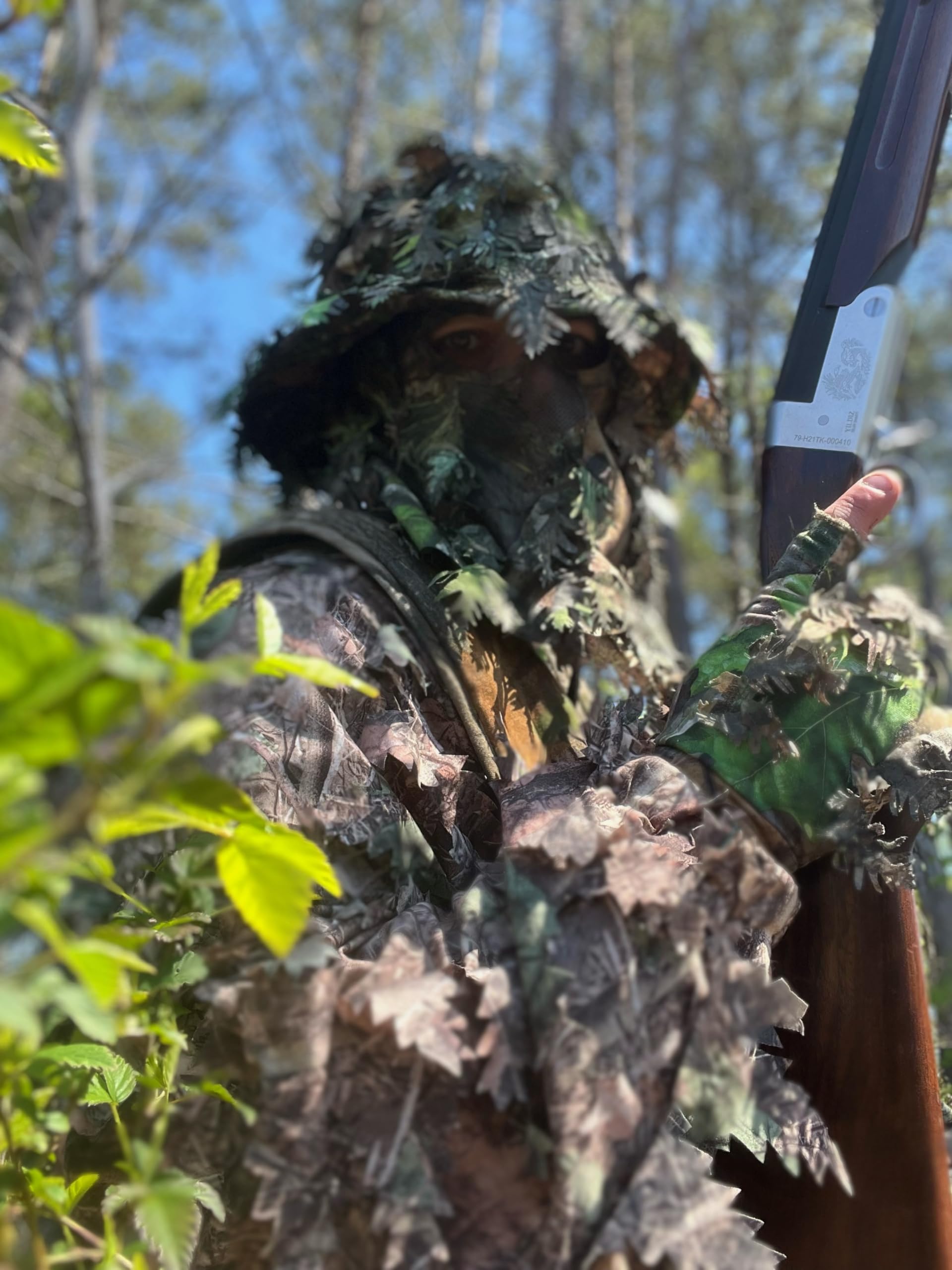 3D Leafy Camo Bucket Hat for Men - Built-in Face Mask, Adjustable Size for Turkey Hunting & Outdoor Gear