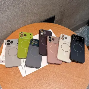 For Iphone 17Promax Soft Magnetic Wireless Charging Compatible Sleek Camera Lens Frame Protective Shockproof Full Body Cover 16 15 14 13