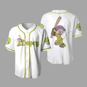 D0pey Dw_arf White Green Unisex Baseball Jersey Shirt, Cartoon Baseball Shirt, Baseball Jersey Shirt, Sport Shirt