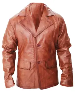 MotorCycleJackets Men's Brown Leather Blazer coat
