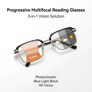All-in-One Progressive Reading Glasses – Photochromic Lenses, UV Protection & Blue Light Filter, Lightweight and Stylish for Everyday Wear