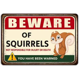 Squirrel Decor Sign, Funny Squirrel Gifts for Squirrel Lovers - Squirrel Stickers Call Stuffed Plush Vintage Metal Tin