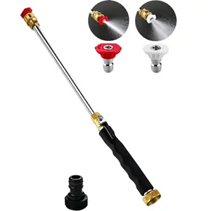 Garden Hose Hydro Jet Power Washer with 2 High Pressure Nozzles & Quick Connectors for Car Wash, Patio and Driveway Cleaning