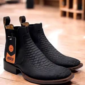 Black Python Print Short Cowboy Boots