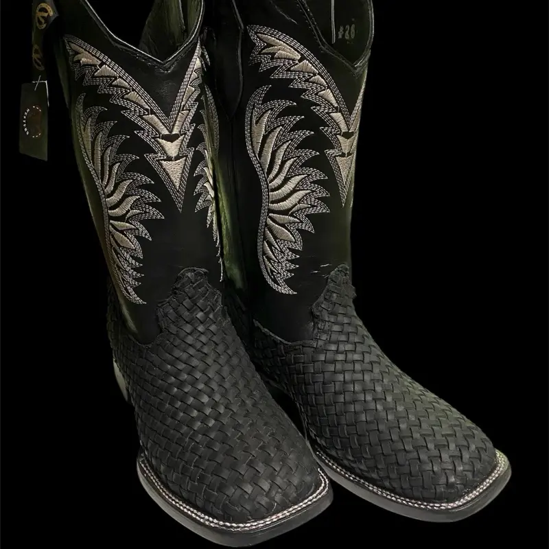Petatillo Boots Black Square Toe Premium Leather Hight Quality UNBEWEAVABLE