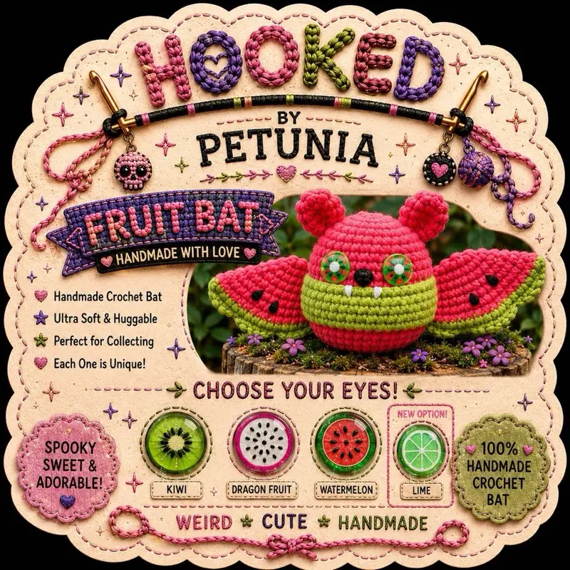 Crocheted fruit bat