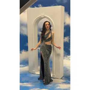 Black/Silver Couture Gown