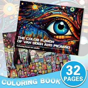 Van Gogh Romantic Starry Night Coloring Book, 32 Beautiful Designs, Horizontal Flip Pages, Dual-Sided Printing, calming emotions, and improving focus. Suitable as a party gift for birthdays, gatherings, Halloween, Thanksgiving, Christmas, Valentine's Day,