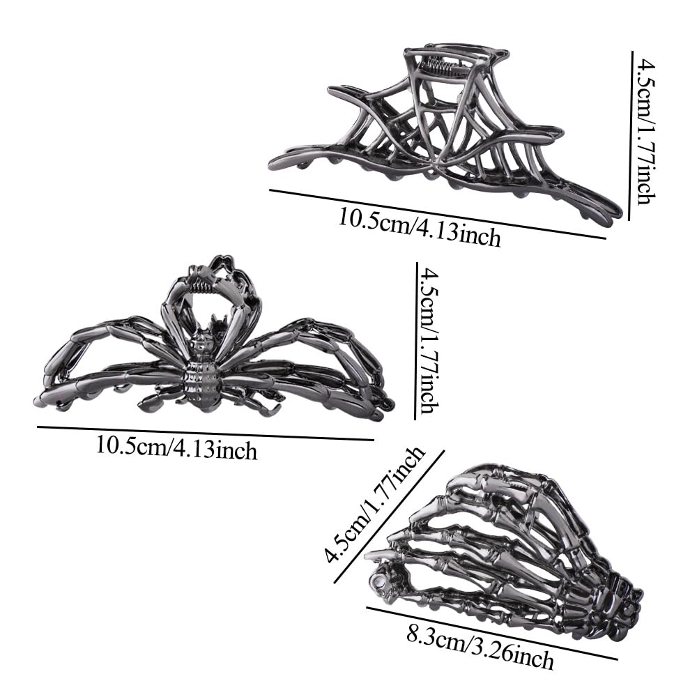 3PCS Black Spider Web Skeleton Hand Skull Hair Claw Clips for Women And Girls 3PCS Black Spider Web Skeleton Hand Skull Hair Claw Clips  main image 4