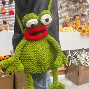 Handmade Knitted Crossbody Bag, Cute Frog Design, Soft and Funny, Fits Phone and Makeup, Versatile Daily Use
