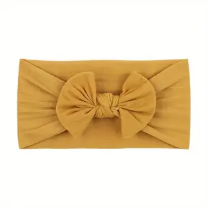 Candy Colors Baby Bowknot Hairband Broadside Headband Kids Girls Boutique Elastic Protect Turban Headwear Kids Hair Accessories