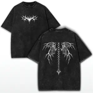 valentine shirts Gothic Angel Wing T-Shirt: Washed Vintage Grunge Top