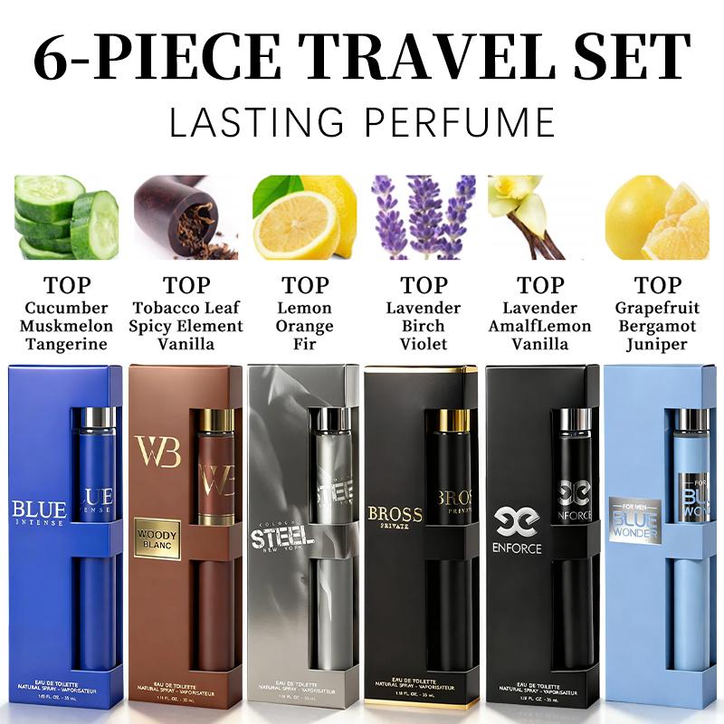 6-Piece Set Men's Eau De Toilette Fragrance，Cologne For Men，Travel Size Perfume，Long-Lasting ，6 Different Scents，Perfect For Dating, Daily Life, Parties, Gift Giving，1.18 fl oz/35 ml Each Bottle