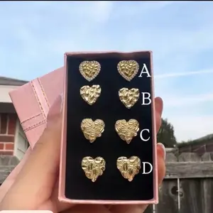 Gold Plated Heart Nugget Earrings with Heart-Shaped Design and Gold Finish