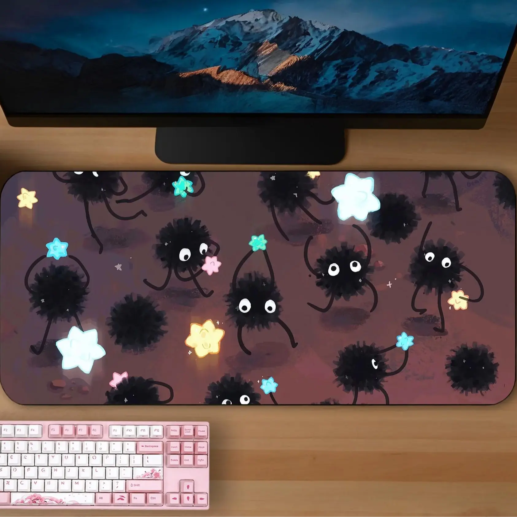 Soot Sprites Desk Mat | Spirit Away Ghibli | 3 Sizes Cute Art Susuwatari Mouse Pad Desk Japan Decor Gift Computer Accessories Japanese Anime