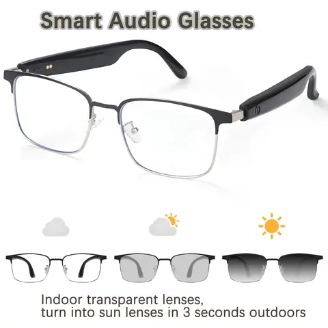 2026 New GS06 Unisex Multifunctional Smart Glasses - Lightweight Rectangle Plastic Wearable Eyewear, Wireless Smart Eyewear with HD Voice Calls, HIFI Music Player, Phone Connectivity, Tech Aesthetic for Casual, Driving, Hiking Use