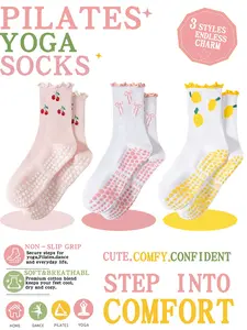 3 Pairs High-Grip Yoga Socks, Ideal for Yoga, Ballet, Pilates, Anti-Slip Breathable Fabric, Perfect for 23 Outdoor Activities, Great Gift