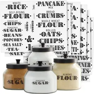 154 Pantry Labels for  Containers - Assorted Sizes & Black Bold Text on Clear  Vinyl - Preprinted   Labels & Farmhouse Style Pantry Organization