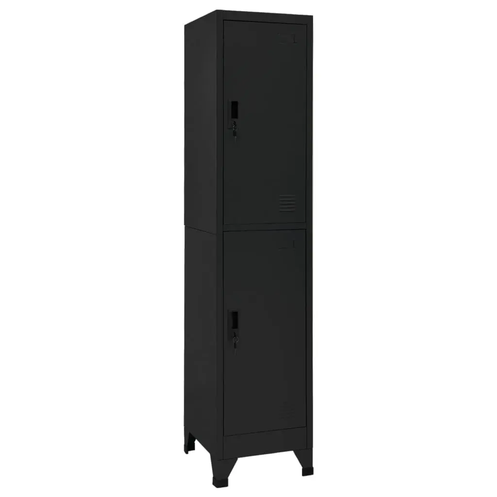 vidaXL Locker Cabinet, Home Office Storage Cabinet with Lockers, File Cabinet for Home School Changing Room, Storage Locker, Black Steel 339778