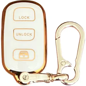 Car TPU Key Shell for Toyota Key Fob Cover Fit for Toyota 1999-2009 4runner / 2001-2008 Sequoia With Keychain (White)