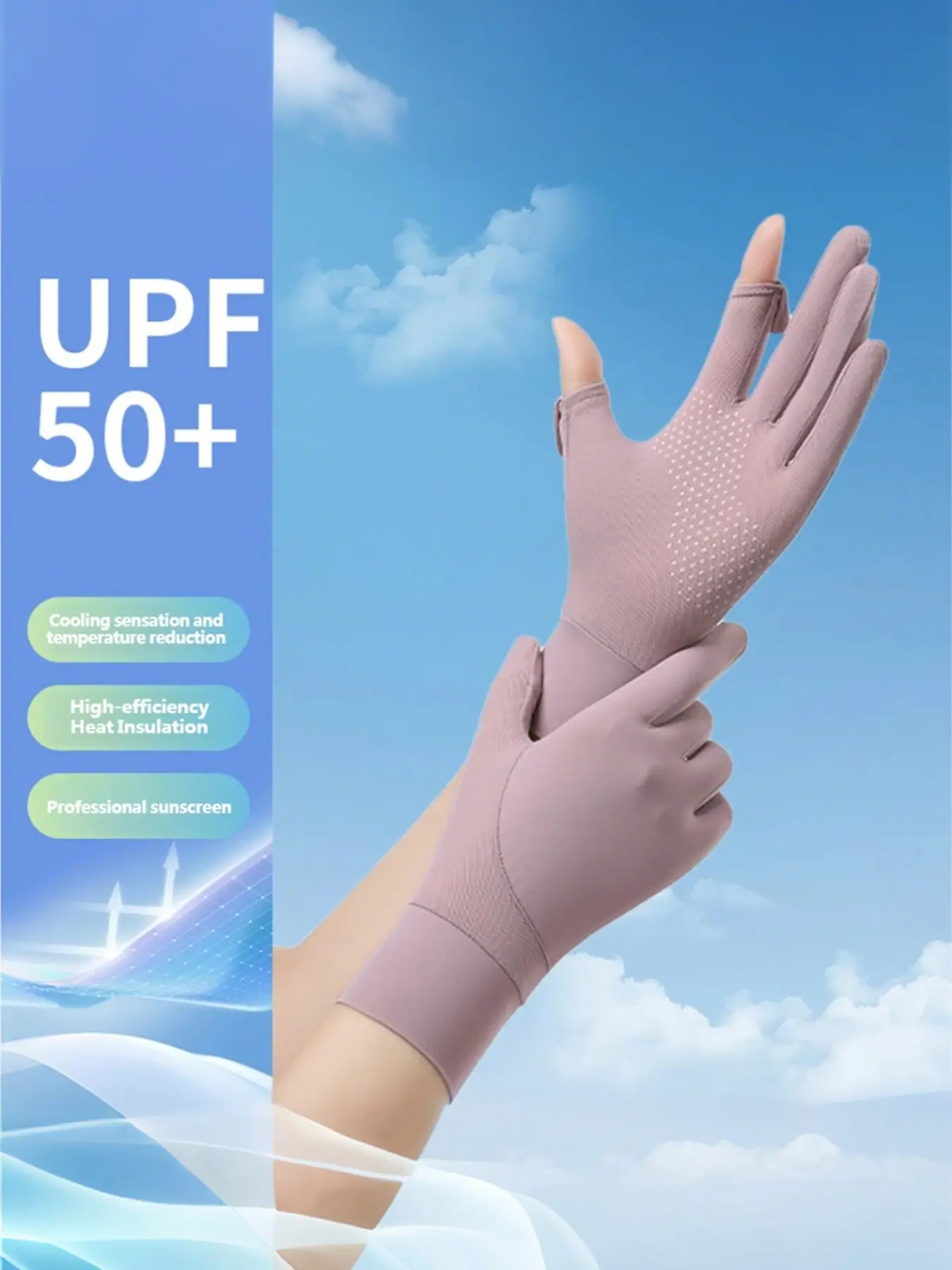Women's Long Sleeve UV Protection Gloves, Breathable Ice Silk Outdoor Sunblock Mitts, Anti-Slip Summer Cooling Handwear, Non Slip Gloves, Premium Gloves