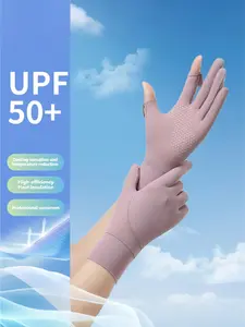Women's Long Sleeve UV Protection Gloves, Breathable Ice Silk Outdoor Sunblock Mitts, Anti-Slip Summer Cooling Handwear