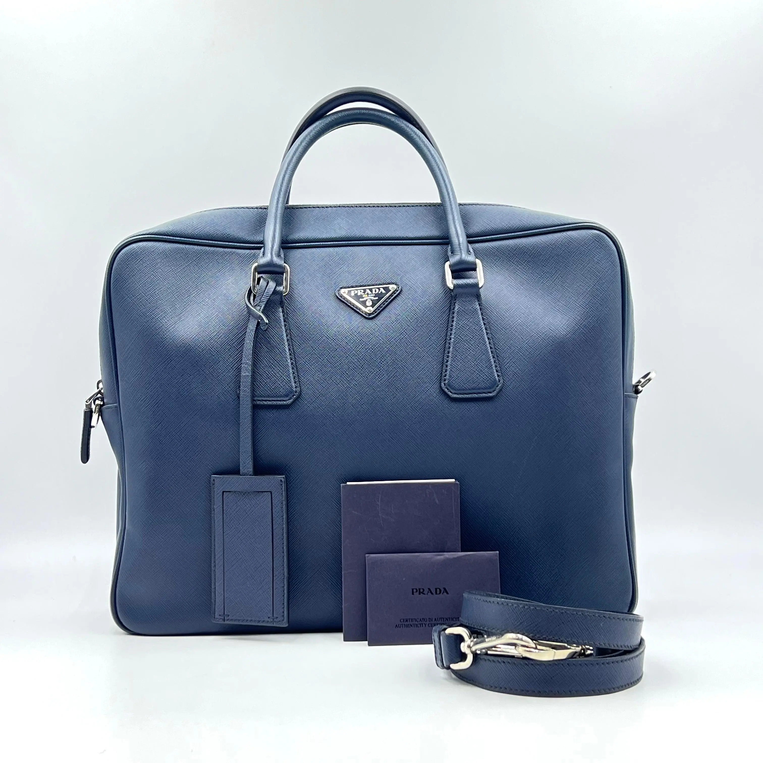Pre-owned PRADA Leather Messenger Bags Baltico Saffiano Travel Briefcase Bag