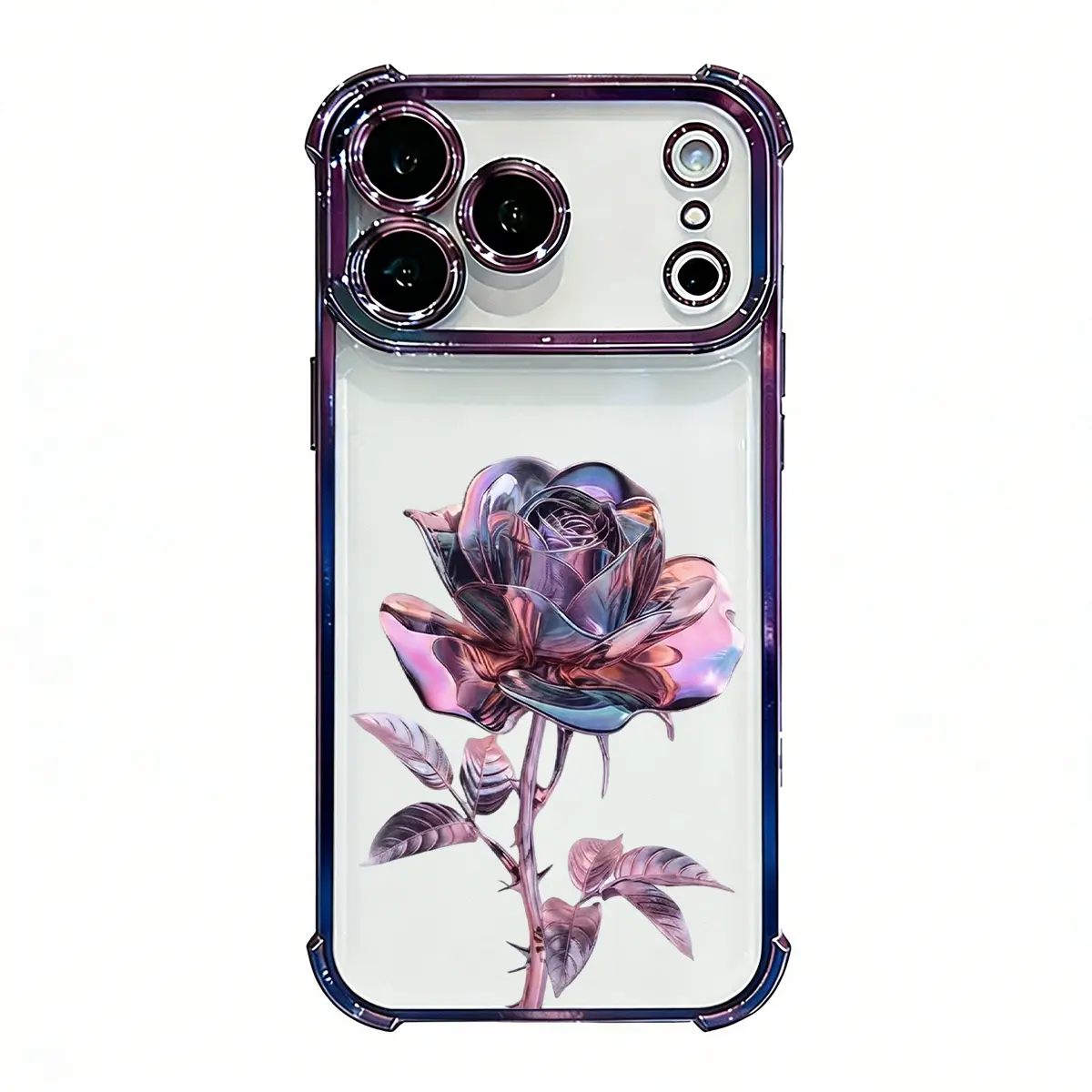 Rose Flower Phone Case for iPhone Series (17,16,15,14,13,12,11 Pro Max Plus Air) - Cute Accessories, Flexible TPU Glossy Bumper, Shockproof Protective Multi-Model Phone Accessories Cover, Pink (DDSJ260729009)