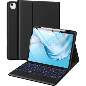 TechGuru iPad Air 13 inch & Pro 12.9 Case with Keyboard - Multi-Touch Trackpad, 7 Colors Backlit, Detachable Folio Keyboard Cover for iPad Pro 12.9 (6th, 5th, 4th, 3rd gen), Air 13 M3/M2 (Black) Tablet