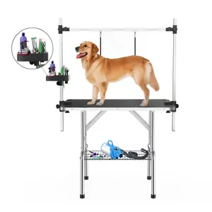 Baohe 36/46 Inch Pet Grooming Table, Durable Stainless Steel, Portable and Foldable, Adjustable Arm Height, with Portable Storage Tray, Non-slip Home Dog Grooming Table, Pet Supplies and Accessories