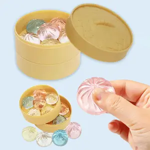 Mini Glitter Dumpling Squishes Stress Relief Toy With Dumplings Steamer Fidget Sensory Squeeze Ball Simulation Food Squishy Bun